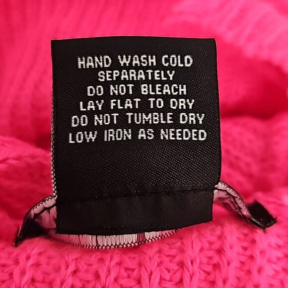 Trendy Threads Hot Pink Distressed Full Zip Cropped Sweater Hoodie Womans Size M - Picture 9 of 9